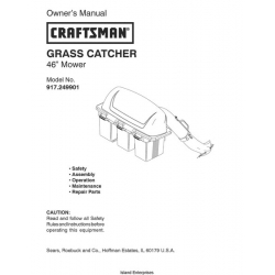 Sears Craftsman 917.249901 46" Mower Grass Catcher Owner's Manual