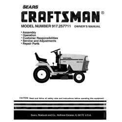 917.257711 18.0 HP Owner's Manual Garden Tractor Sears Craftsman