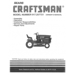 917.257721 18.0 HP Owner's Manual Garden Tractor Sears Craftsman