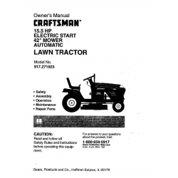 917.271023 15.5 HP Electric Start 42" Mower Automatic Lawn Tractor Sears Craftsman