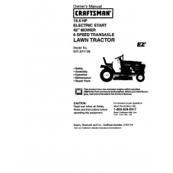 917.271133 16.5 HP Electric Start 42" Mower 6 Speed Transaxle Lawn Tractor Owner's Manual Sears Craftsman