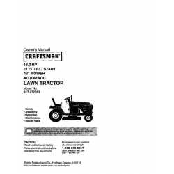 Sears Craftsman 917.272063 16.0 HP Electric Start 42" Mower Automatic Lawn Tractor Owner's Manual