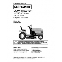 917.273392 18.0 HP 42" Mower Electric Start 6 Speed Transaxle Owner's Manual Lawn Tractor Sears Craftsman
