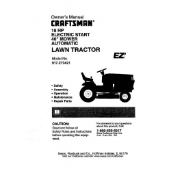 917.273421 18 HP Electric Start 46" Mower Automatic Owner's Manual Lawn Tractor Sears Craftsman