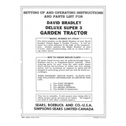 Garden Tractor (David Bradley) DELUXE SUPER 3 Model No. 917.575104 SETTING UP AND OPERATING INSTRUCTIONS AND PARTS LIST