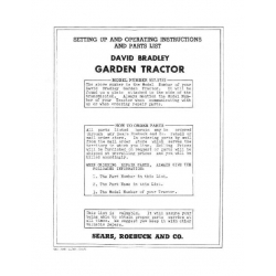 Garden Tractor (David Bradley) Model No. 917.5752 SETTING UP AND OPERATING INSTRUCTIONS AND PARTS LIST