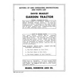 Garden Tractor (David Bradley) Model No. 917.5756 SETTING UP AND OPERATING INSTRUCTIONS AND PARTS LIST