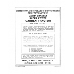 Garden Tractor (David Bradley) SUPER POWER Model No. 917.57599 SETTING UP AND OPERATING INSTRUCTIONS AND PARTS LIST