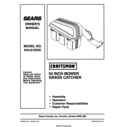 Sears Craftsman 944.612540 54-inch Grass Catcher Owner's Manual 2004