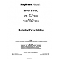 Beech Baron 56TC (TG-1 thru TG-83) A56 TC (TG-84 thru TG-94) Parts Catalog 96-590003-7B2