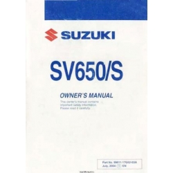 Suzuki SV650/S Owner's Manual Part No.99011-17G52-03A 2004