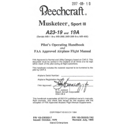 Beechcraft Msuketer Sport III A23-19 and 19A (Serials MB-1 thru MB-288) (MB-289 thru MB-460) Pilot's Operating Handbook and  Airplane Flight Manual 169-590002-7A2