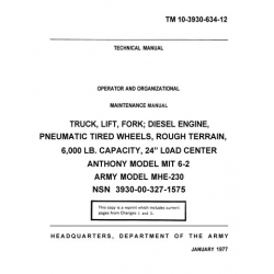 Anthony MLT 6-2 & Army MHE-230 TM 10-3930-634-12 Operator and Organization Maintenance Manual 1977