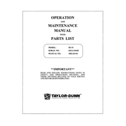 Taylor-Dunn Model B2-10 SN 83212-92495 Operation and Maintenance Manual with Parts List
