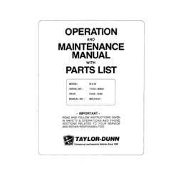 Taylor-Dunn Model B2-10 SN 71123-80552 Operation and Maintenance Manual with Parts List