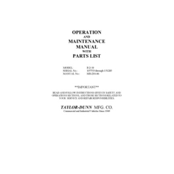 Taylor-Dunn Model B2-10 SN 107753 through 151285 Operation and Maintenance Manual with Parts List