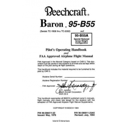 Beechcraft Baron 95-B55 and 95-B55A Serials TC-1608 thru TC-2002 Pilot's Operating Handbook 96-590011-23A5