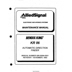Bendix King KR-86 Maintenance, Installation Manual 006-05084-0001, 006-00084-0004
