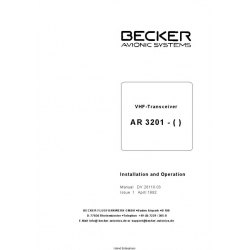 Beckers Avionics VHF-Transceiver AR 3201 Installation and Operation Manual 1992