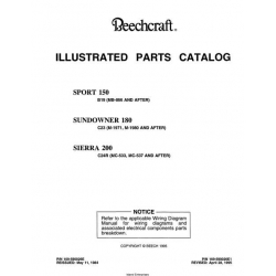 Beechcraft Sport 150, Sundowner 180, Sierra 200, Illustrated Parts Catalog 1984-1985 P/N 169-590026E1