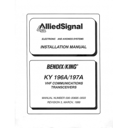 Bendix King KY 196A/197A VHF Communications Transceivers Installation Manual  006-00695-0003