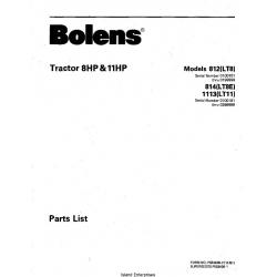 Bolens 1113 (LT11) Tractor 8HP & 11HP Parts List 1981