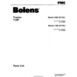 Bolens 1160 (G11XL) Tractor 11HP Parts List 1980
