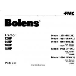 Bolens 1258 (H12XL) Tractor 12HP, 14HP, 16HP & 18HP Parts List