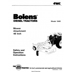 Bolens 1348 Diesel Tractors Mower Attachment 48 inch Safety & Operation Instructions 1978