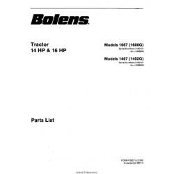 Bolens 1467 (1402G) Tractor 14HP & 16HP Parts List 1989