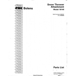 Bolens 18148 Snow Thrower Attachment Parts List 1977