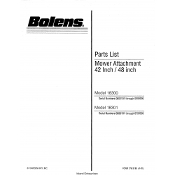Bolens 18300 & 18301 Mower Attachment 42 inch/ 48 inch Parts List 1991
