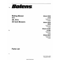 Bolens 2028, 2030, 2128A & 2027  Riding Mower With 28, 30 & 36 Inch Mowers Parts List 1989