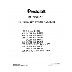 Beechcraft Bonanza 35 A-B-C-D-E-F-G35 Parts Catalog 35-590028B4