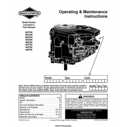 Briggs & Stratton Models 40F700 thru 446700 Operating and Maintenance Instructions Manual 2000