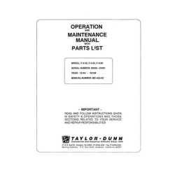 Taylor-Dunn Model C4-32-C4-33-C4-38 SN 83636-87491 Operation and Maintenance Manual with Parts List MC-432-02
