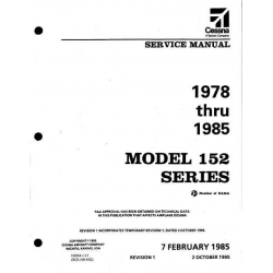 Cessna 152 Series 1978 thru 1985 Service Manual D2064-1-13 with Temporary Revision D2064-1TR10