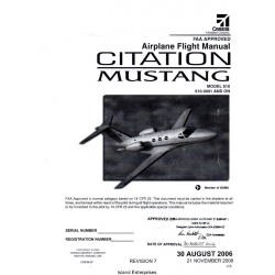 Cessna 510 Citation Mustang  Airplane Flight Manual/POH 510-0001 and ON