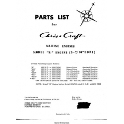 Chris Craft Marine Engine Model K Engine 3-7/16" BORE Parts List