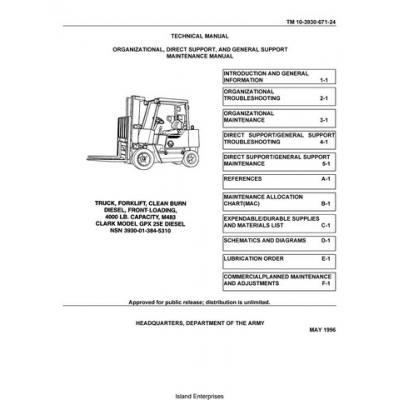 Clark GPX25E Diesel NSN 3930-01-384-5310 TM 10-3930-671-24 ...