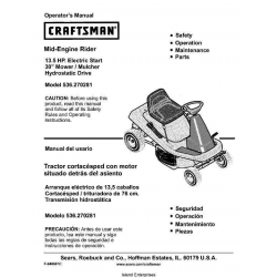 Craftsman Mid-Engine Rider 13.5 HP Electric Start 30" Mower/ Mulcher Model 536.270281 Operator's Manual