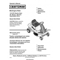 Craftsman Mid-Engine Rider 12.5 HP Electric Start 30" Mower/ Mulcher Model 536.270340 Operator's Manual