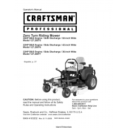 Craftsman Professional Zero-Turn Riding Mower 22HP & 26HP B & S Engine ...