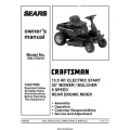 Sears Craftsman Rear Engine Rider 13.5 HP Electric Start 30" Mower/ Mulcher 5 Speed Model 536.270212 Owner's Manual