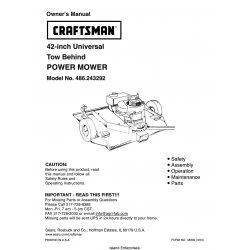 Craftsman Tow Behind Power Mower 42-inch Universal Model 486.243292 Owner's Manual 2003