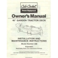Cub Cadet 46" Garden Tractor Deck Model No. 336 Owner's, Installation & Maintenance Instructions