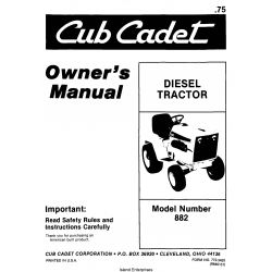 Cub Cadet 882 Diesel Tractor Owner's Manual