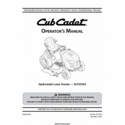 Cub Cadet SLTX1054 Hydrostatic Lawn Tractor Operator's Manual 2009