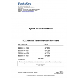 Bendix King KGX-150-130 KGX 150 130Transceivers and Receivers System Installation Manual PIN D201405000059