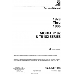 Cessna Model R182 & TR182 Series 1978 thru 1986 Service Manual D2069-3-13 With Temporary Revision D2069-3TR9